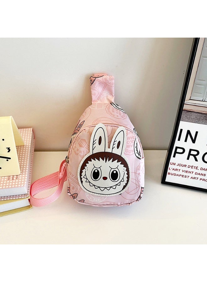 حقيبة كروس بودي آمنة مقاومة للعرق للأطفال بنمط  باللون الوردي، حقيبة خصر صغيرة خفيفة الوزن بطبعة كرتونية، مناسبة لحقيبة الصدر الرياضية للأطفال في سن المدرسة - Image 1